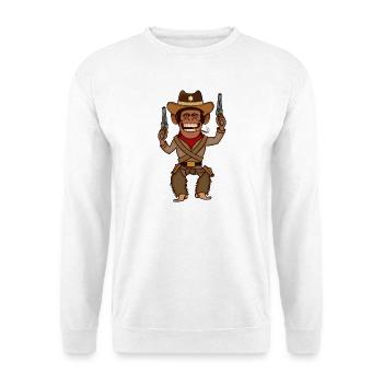 Funny Cowboy Monkey Gunslinger Cartoon Design - Unisex Sweatshirt - white - Front