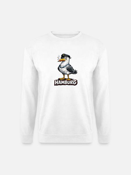 Kapitänsmöwe Hamburg - Unisex Pullover - Weiß