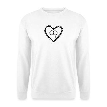 Herz schwarz Lesbisches Liebesherz - Unisex Pullover - Weiß - Vorne