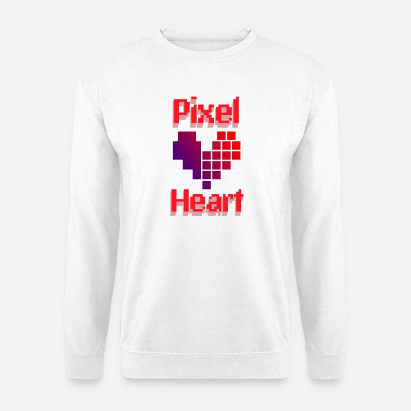 Pixel Retro Love Heart Gradient - Unisex Sweatshirt - white