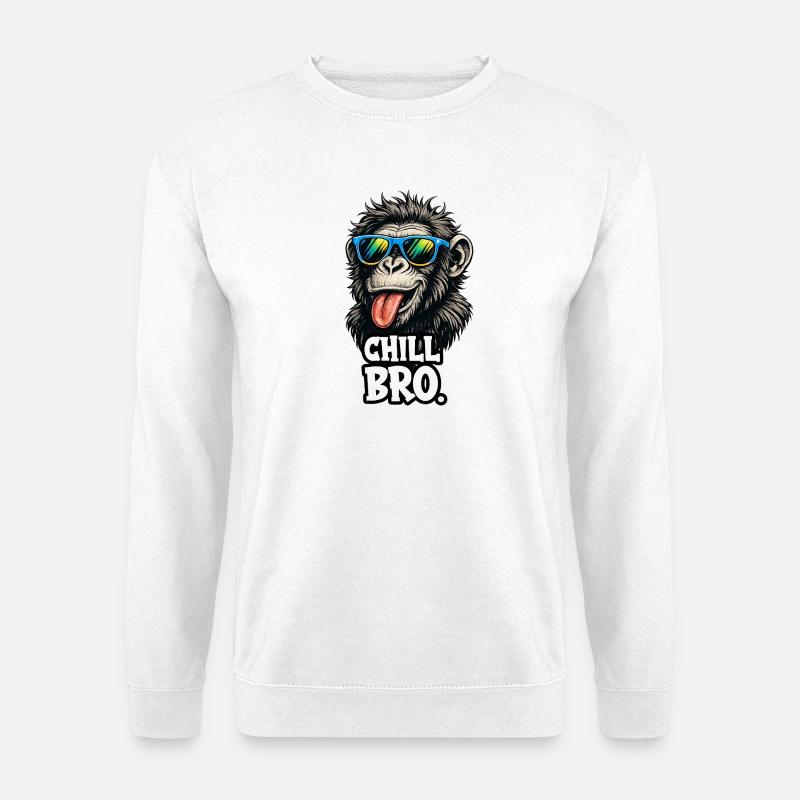 Chill Bro Monkey with Sunglasses - Unisex Sweatshirt - white
