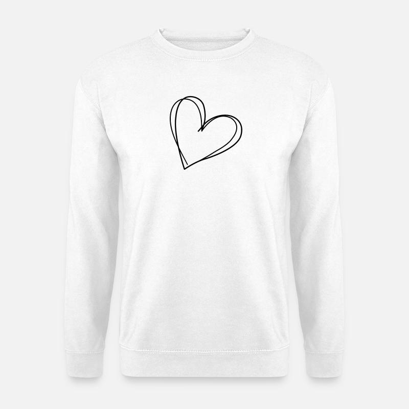 Minimalistisches Herzlinien-Design - Unisex Pullover - Weiß