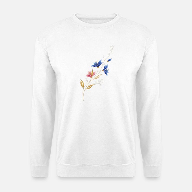 Goldene Blütenranke Blau Rosa - Unisex Pullover - Weiß