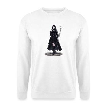 Gothic Hexenkönigin mit Stab - Unisex Pullover - Weiß - Vorne - Alina (178cm) & Michal (187cm)