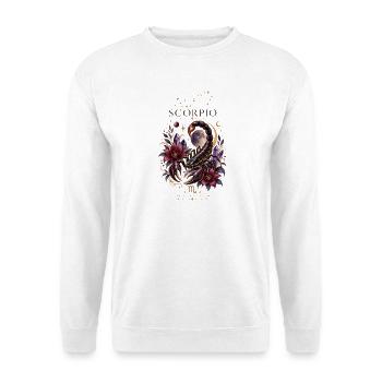 Vintage Skorpion-Zodiak-Astrologie-Horoskopzeichen - Unisex Pullover - Weiß - Vorne - Alina (178cm) & Michal (187cm)