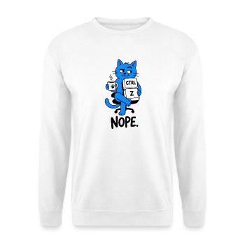 NEIN. STRG + Z – Katzennerd Computerhumor - Unisex Pullover - Weiß - Vorne - Alina (178cm) & Michal (187cm)