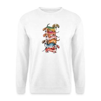  Bunte Dackel Hunde Für Hundefreunde Und Dachshund - Unisex Pullover - Weiß - Vorne - Alina (178cm) & Michal (187cm)