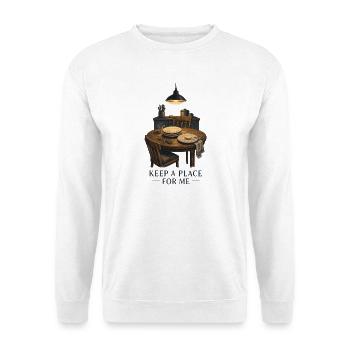 Behalte einen Platz für mich - Unisex Pullover - Weiß - Vorne - Alina (178cm) & Michal (187cm)