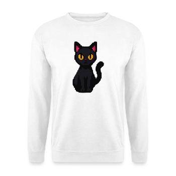 Nachtkater Pixelblick - Unisex Pullover - Weiß - Vorne - Alina (178cm) & Michal (187cm)
