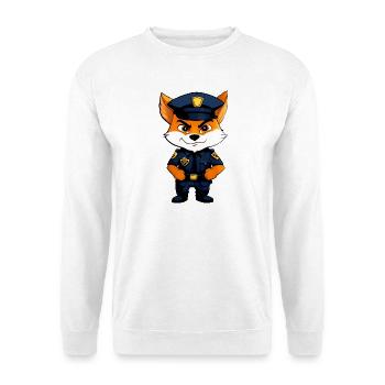 Schlauer Fuchs Polizist - Unisex Pullover - Weiß - Vorne - Alina (178cm) & Michal (187cm)