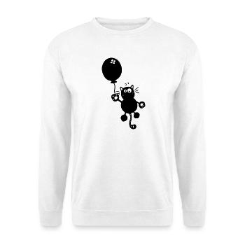 Katze mit Ballon - Unisex Pullover - Weiß - Vorne
