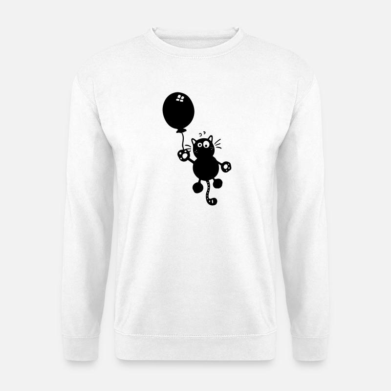 Katze mit Ballon - Unisex Pullover - Weiß