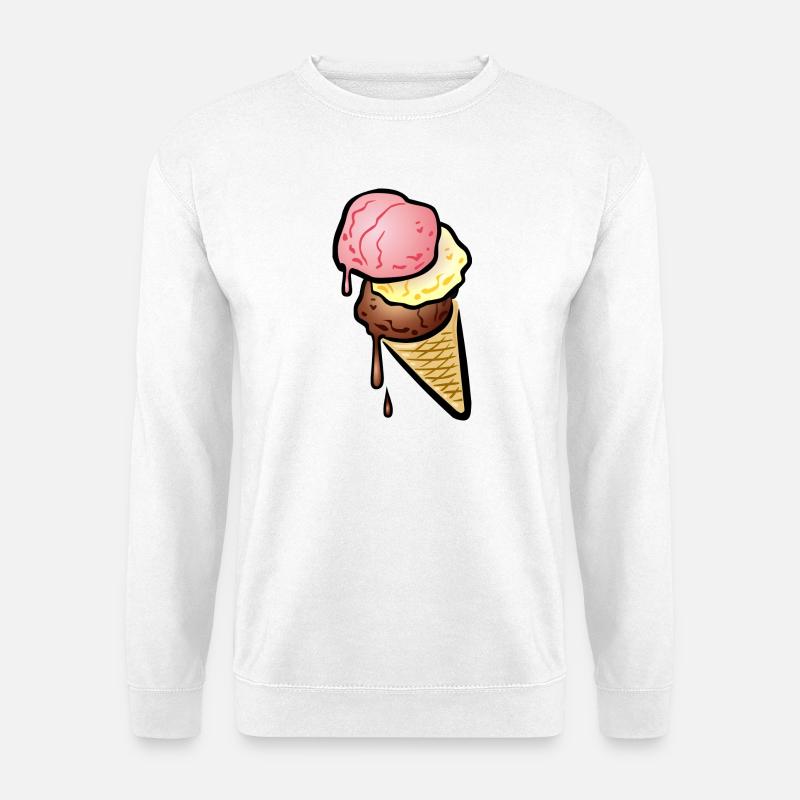 Eistüte mit drei Kugeln Eis - Unisex Pullover - Weiß