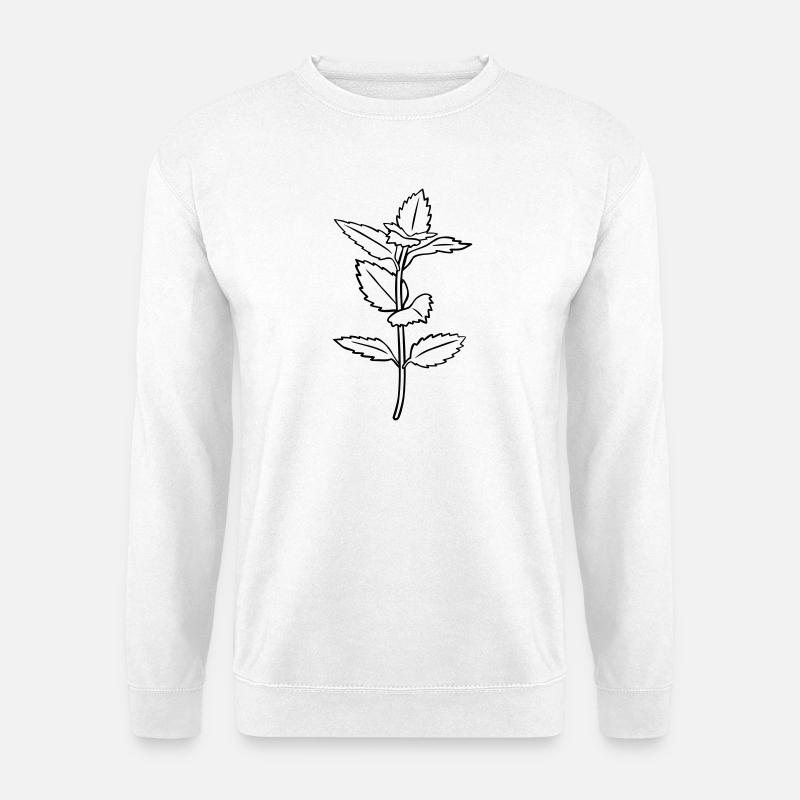 Kräuter-Kontur, schwarz-weiß, einfärbbar - Unisex Pullover - Weiß