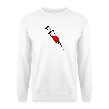 Impfspritze mit rotem flüssigem Medikament - Unisex Pullover - Weiß - Vorne
