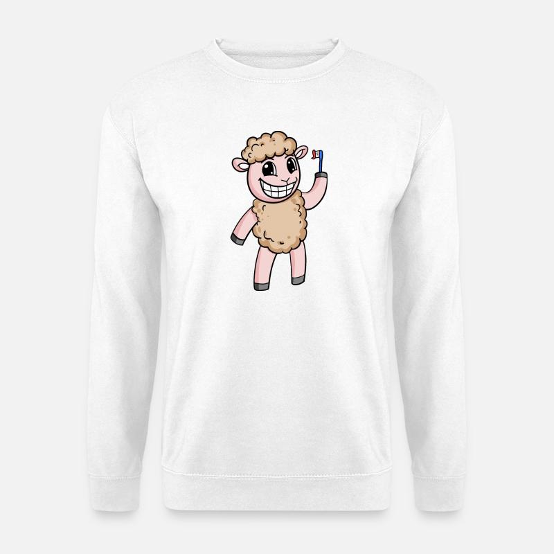 Sheep with toothbrush - Unisex Sweatshirt - white