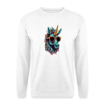 Einhorn, Sonnenbrille, Unicorn, cool, chillig - Unisex Pullover - Weiß - Vorne