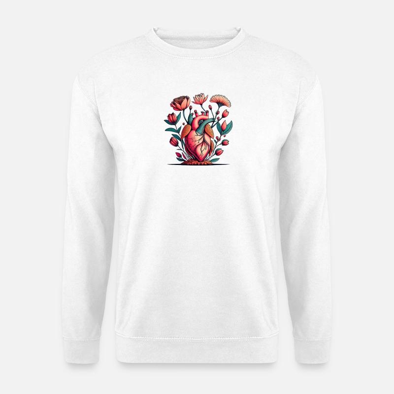 Blumenherz Anatomie Burst - Unisex Pullover - Weiß