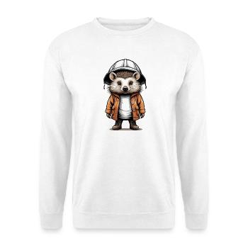 Cute hedgehog with expedition hat - Unisex Sweatshirt - white - Front