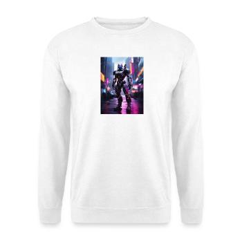 Neon Mecha in Stadtlichtern - Unisex Pullover - Weiß - Vorne