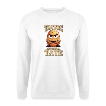 Lustige wütende Kartoffel-Karikatur mit Taters, die zur Tate gehen - Unisex Pullover - Weiß - Vorne