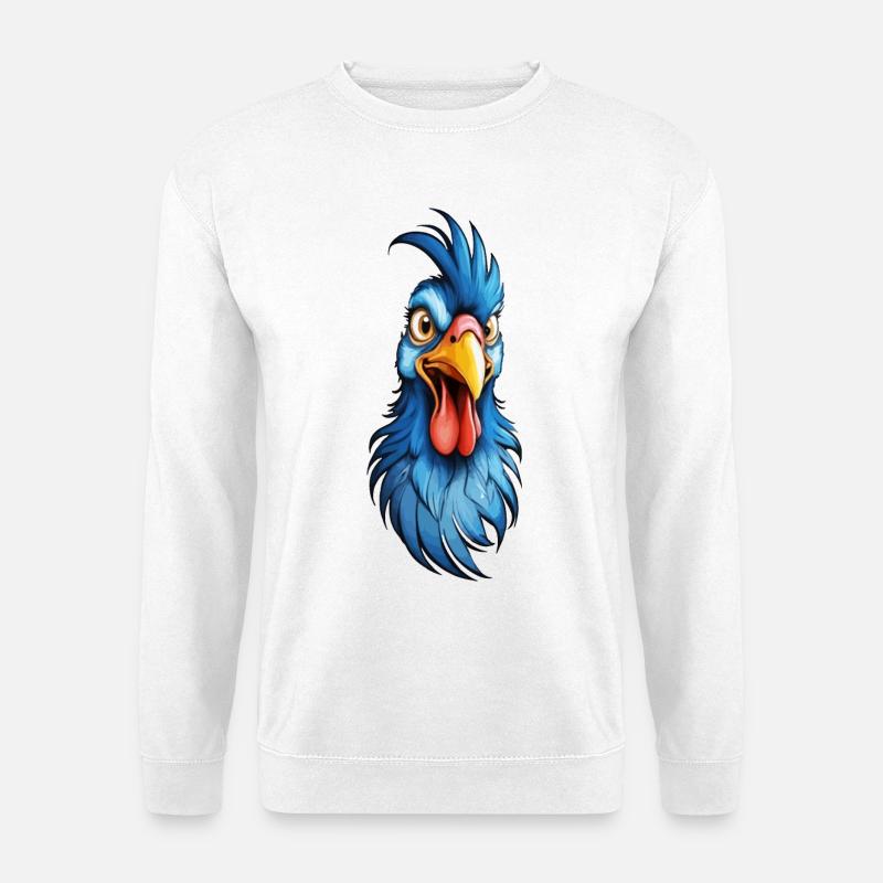 Un coq à plumes bleues - Sweat-shirt Unisexe - blanc