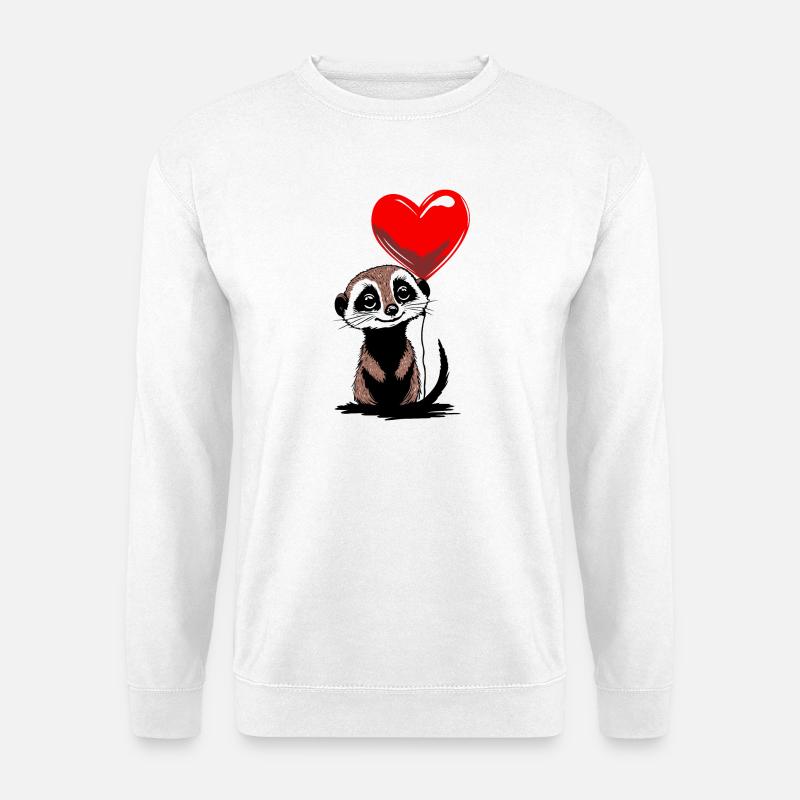 Erdmännchen Herz Luftballon - Heartful Creatures - Unisex Pullover - Weiß