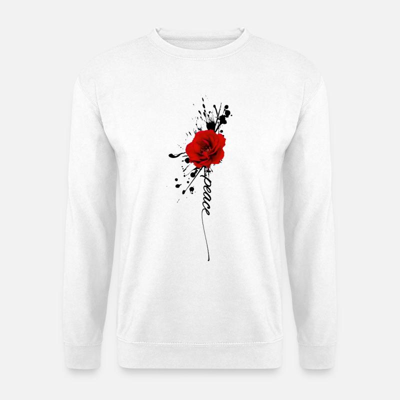 Peace & Rose Ink Style - Unisex Pullover - Weiß
