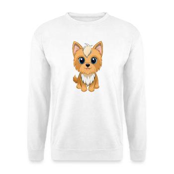Adorable chiot Yorkshire aux grands yeux (v02) - Sweat-shirt Unisexe - blanc - Devant