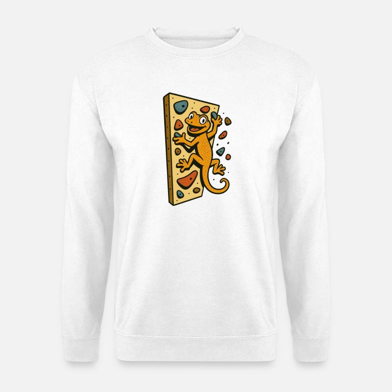 Bouldern Gecko Echse Klettern Retro Geschenk - Unisex Pullover - Weiß