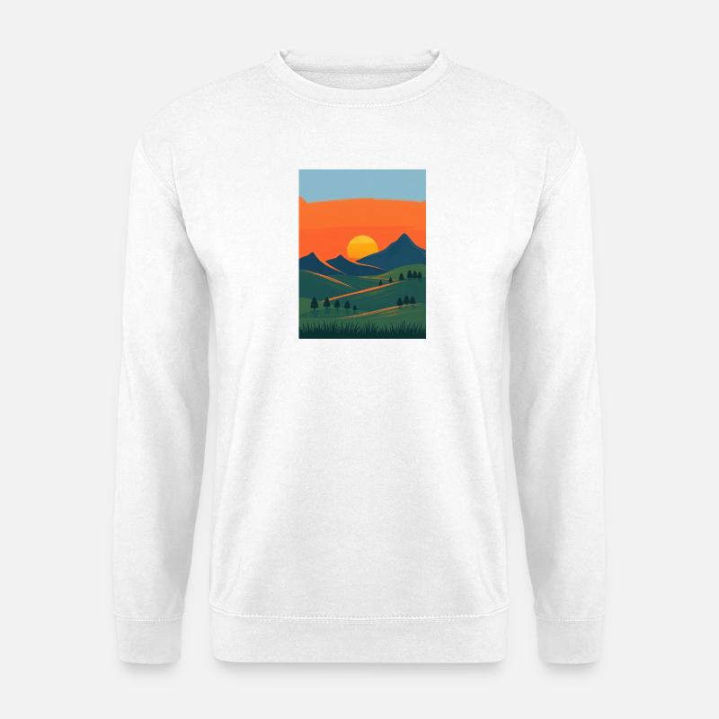 Abendlicher Berglandschafts-Wandel - Unisex Pullover - Weiß