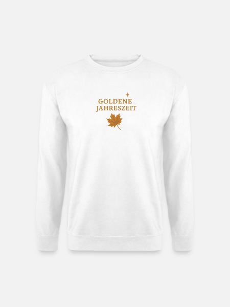 Goldene Herbstblätter Jahreszeit Motiv - Unisex Pullover - Weiß
