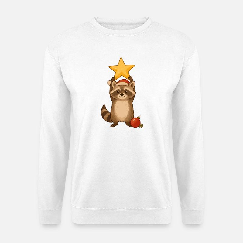 Weihnachts Waschbär mit Stern - Unisex Pullover - Weiß