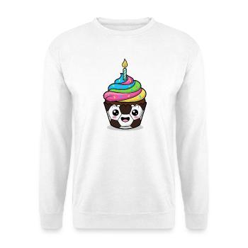Lustiges Fußball-Kuchen-Cartoon-Design - Unisex Pullover - Weiß - Vorne
