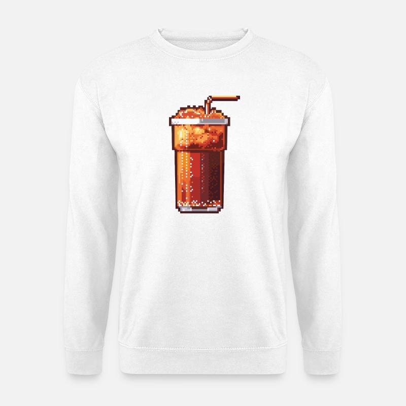 Pixel Cola Glas mit Eis - Unisex Sweatshirt - white