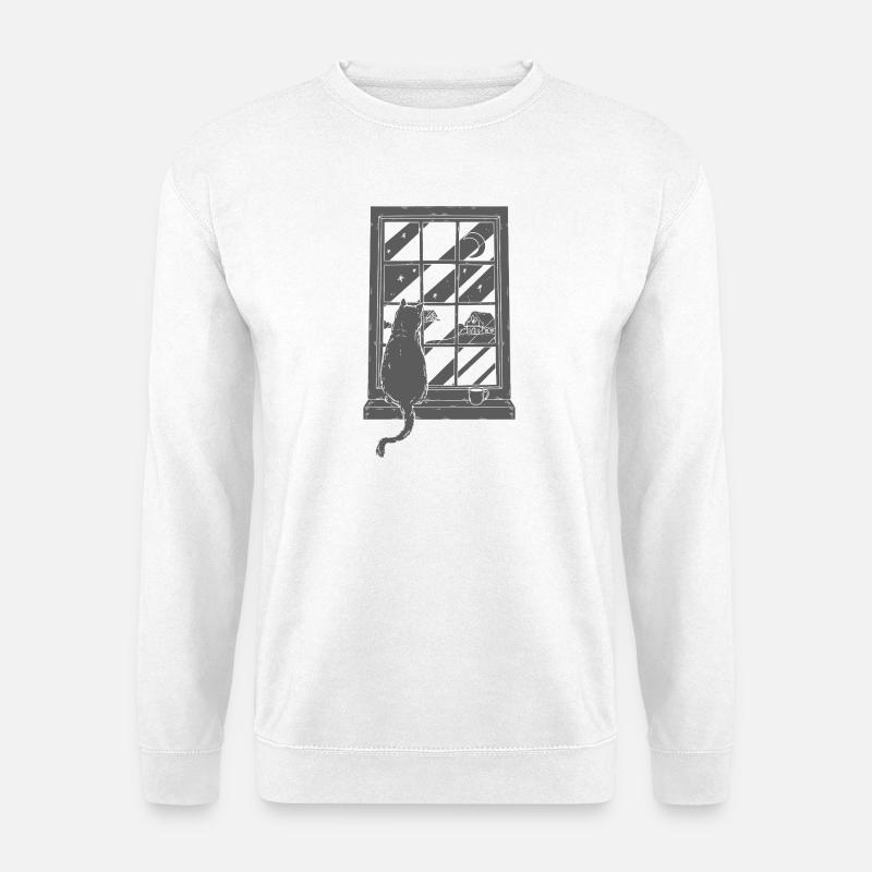 Katze Kaffee Grafik Kunst - Unisex Pullover - Weiß