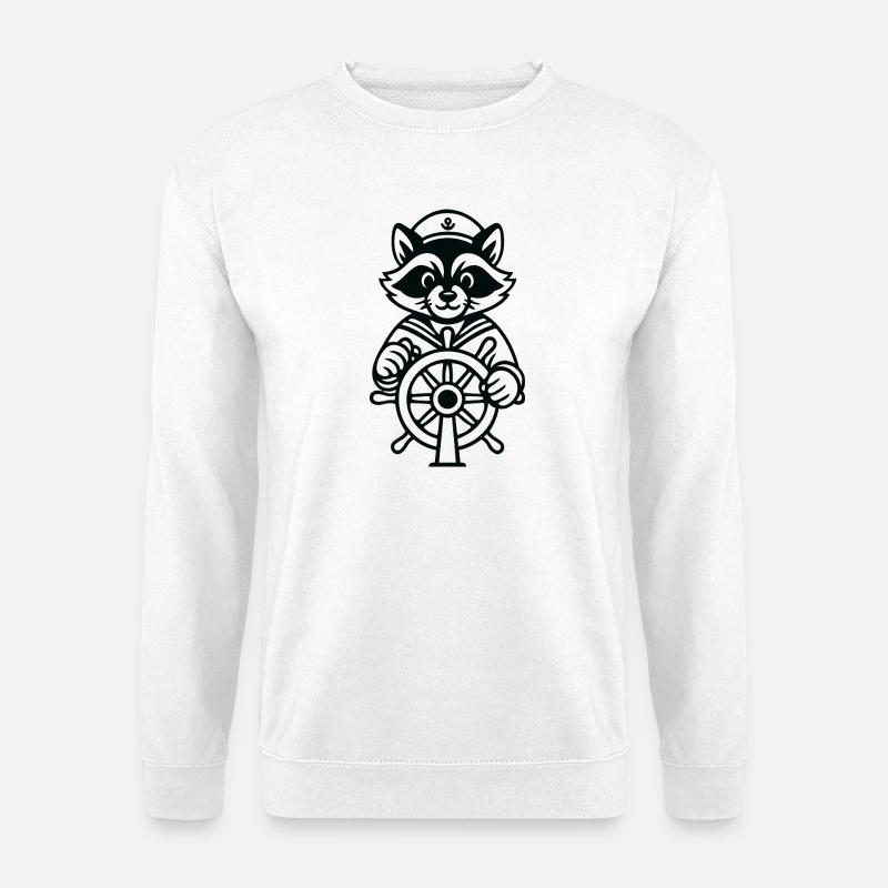 Raccoon Captain Navigation - Unisex Pullover - Weiß