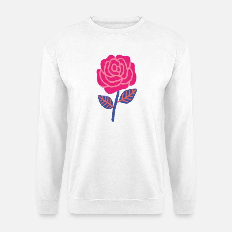 Ruby rose with blue leaves - Unisex Sweatshirt - white