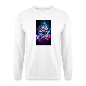 Papillons néon en fleurs - Sweat-shirt Unisexe - blanc - Devant