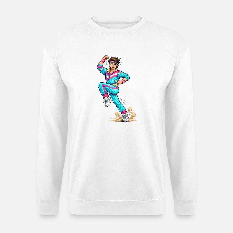 Energischer Retro-Aerobic-Mann - Unisex Pullover - Weiß