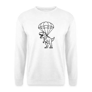 T Rex avec parachute - Sweat-shirt Unisexe - blanc - Devant