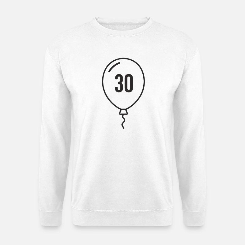 Ballon numéro 30 – Conception d’anniversaire rond - Sweat-shirt Unisexe - blanc