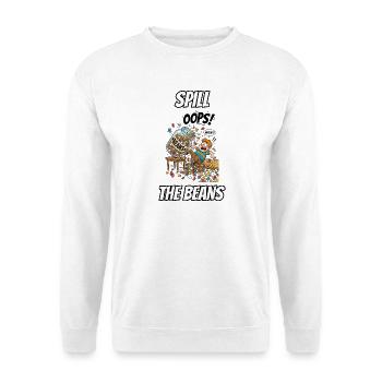 Spill the Beans – Lustige, wörtliche Idiom-Zeichentrickserie - Unisex Pullover - Weiß - Vorne - Alina (178cm) & Michal (187cm)