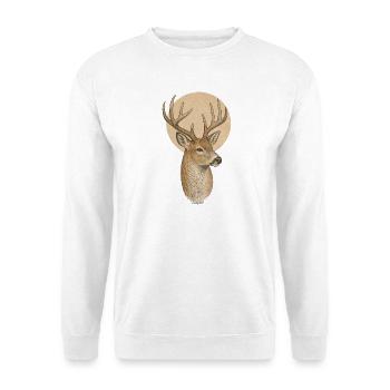 Rehbock Geweih - Unisex Pullover - Weiß - Vorne - Alina (178cm) & Michal (187cm)