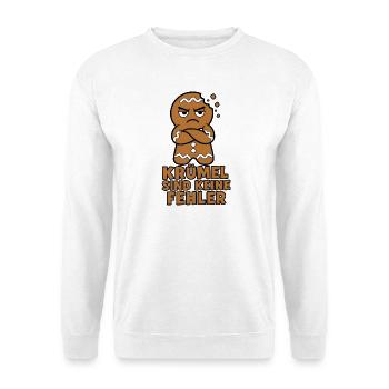 Krümel sind keine Fehler – Lebkuchenmann Shirt - Unisex Pullover - Weiß - Vorne - Alina (178cm) & Michal (187cm)
