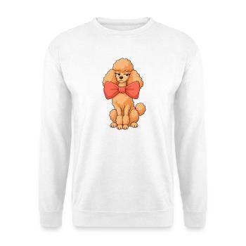 Pudel Übergroßer Bogen - Unisex Pullover - Weiß - Vorne - Alina (178cm) & Michal (187cm)