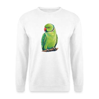 Kölner Halsbandsittich Retro - Unisex Pullover - Weiß - Vorne - Alina (178cm) & Michal (187cm)
