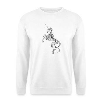Einhornskelett – Gotische Fantasy-Knochenkreatur - Unisex Pullover - Weiß - Vorne - Alina (178cm) & Michal (187cm)