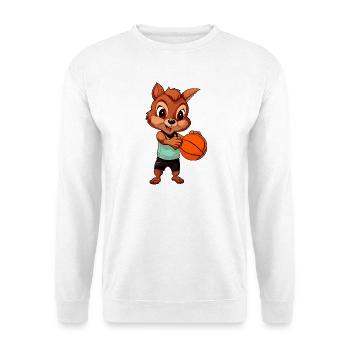 Basketballer Eichhörnchen - Unisex Pullover - Weiß - Vorne - Alina (178cm) & Michal (187cm)