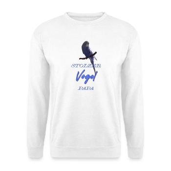 Stolzer Vogel Papa - lustige Geschenkidee  - Unisex Pullover - Weiß - Vorne - Alina (178cm) & Michal (187cm)